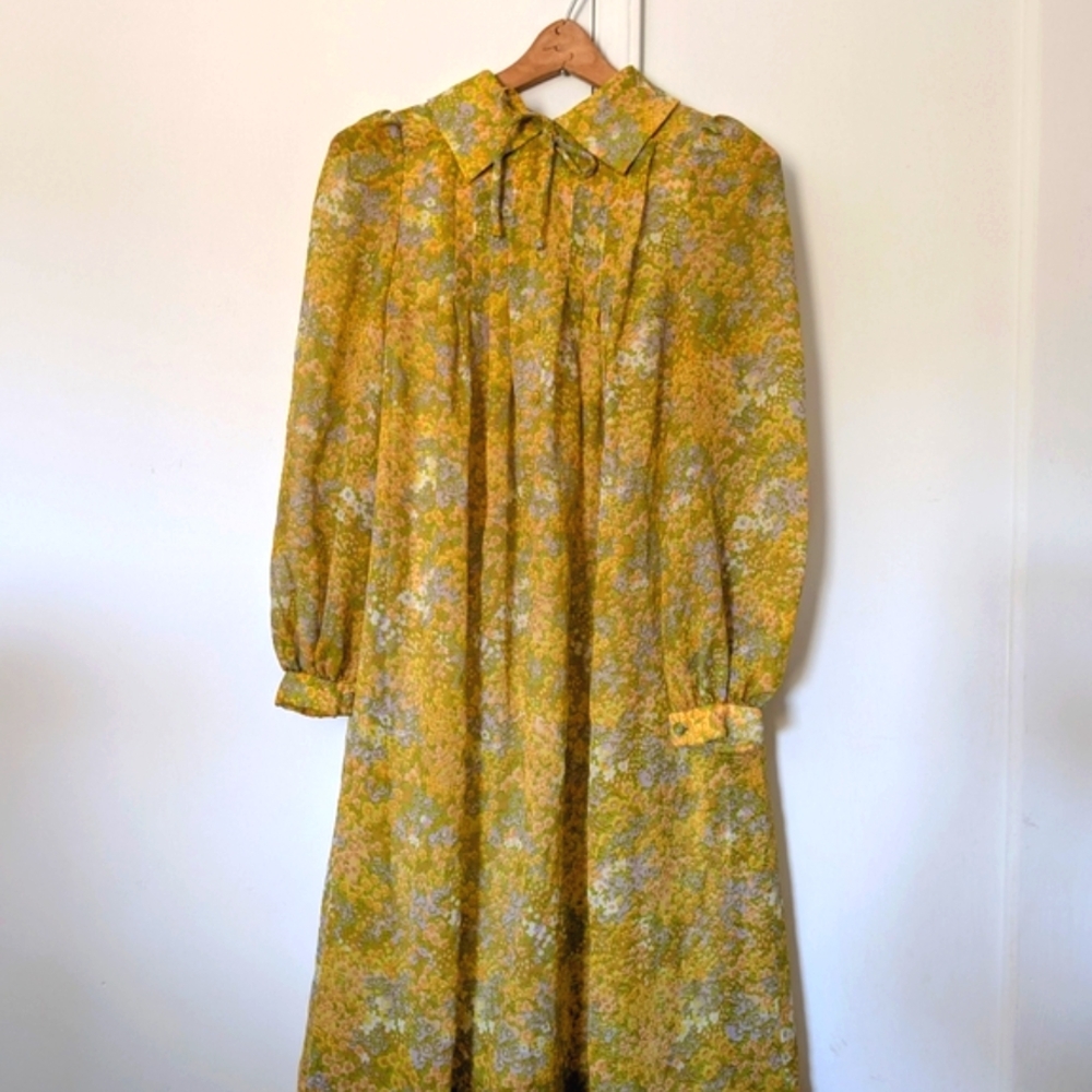 VINTAGE Floral Yellow Dress